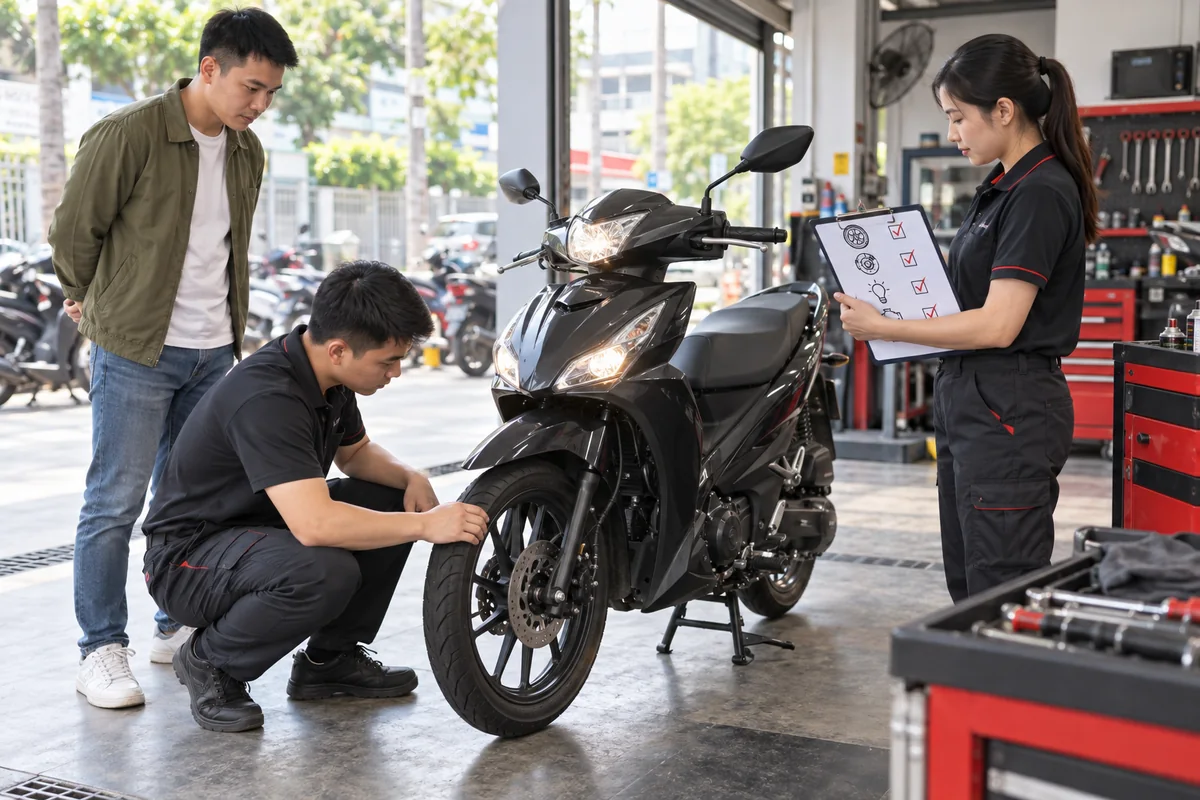 Quy trình kiểm tra nhanh lốp, phanh và đèn trước khi thu mua
